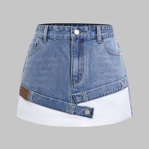 Y2K style Denim and White Mini Skirt M MC1-8